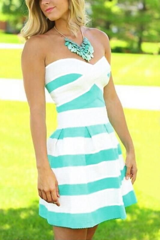 Mint and White Striped Dress