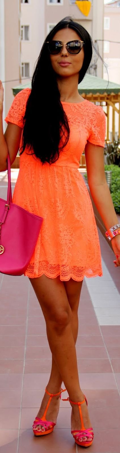 Orange skirt street style