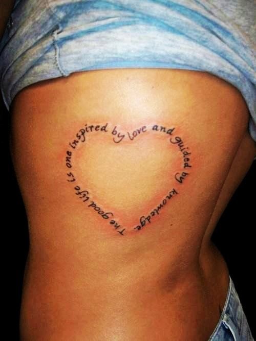 Cute heart rib tattoo