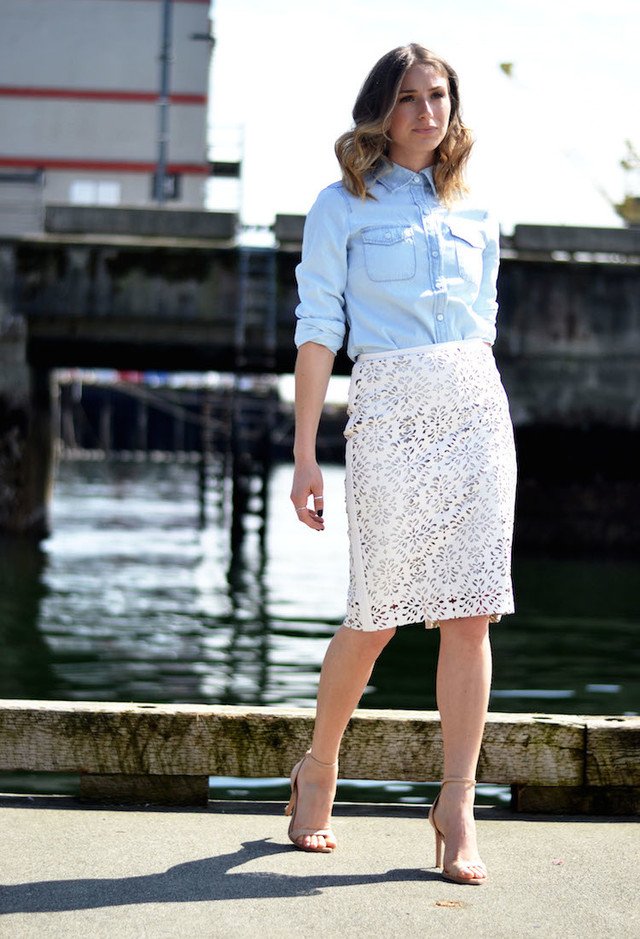 Lace Skirt Outfit Idea with a Blouse