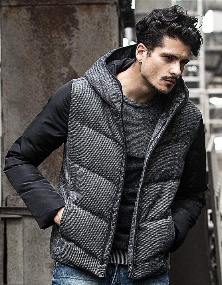Mens Hooded Quilted Jacket Winter Style