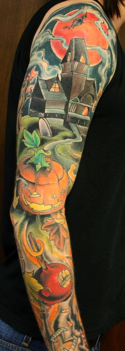 colored-halloween-tattoo-design