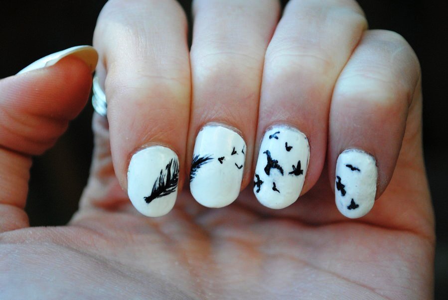 7. "Feather Nail Art for Short Nails" - wide 6