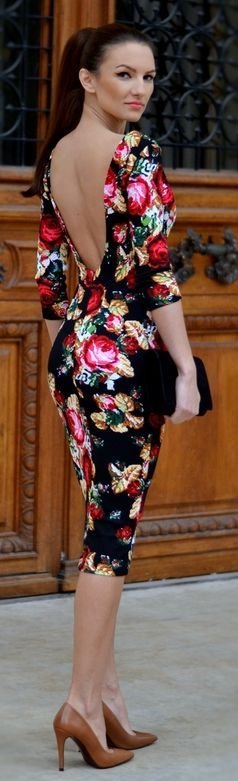 black-multi-floral-midi-dress