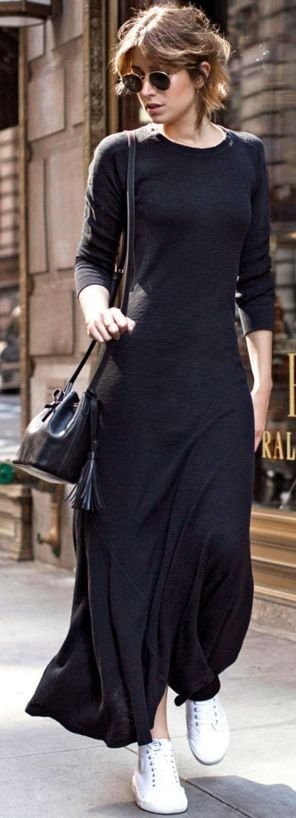 casual-black-dress-outfit-ideas-14