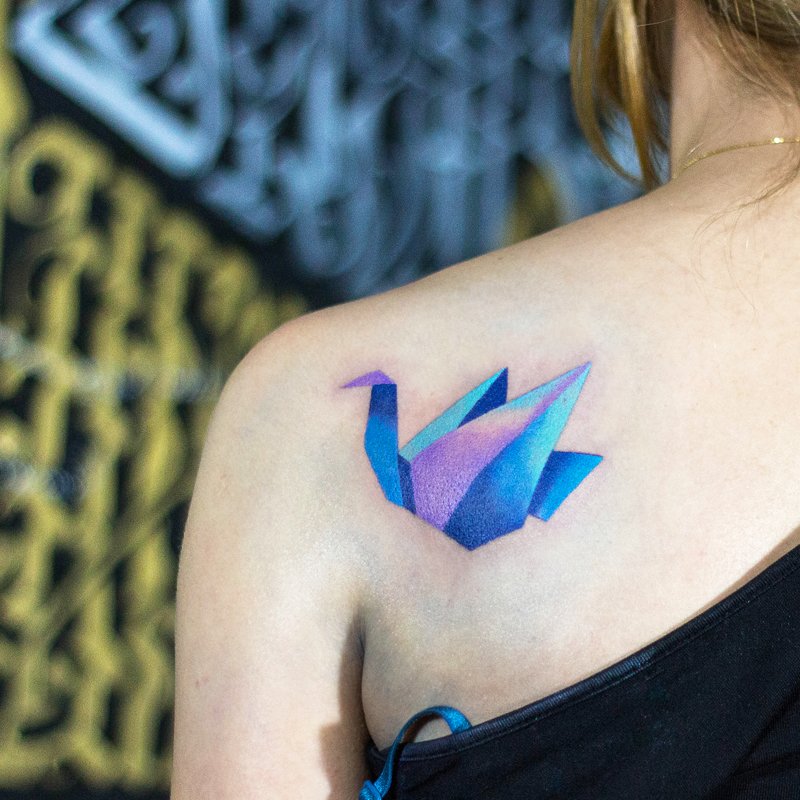 Acidous Origami bird tattoo