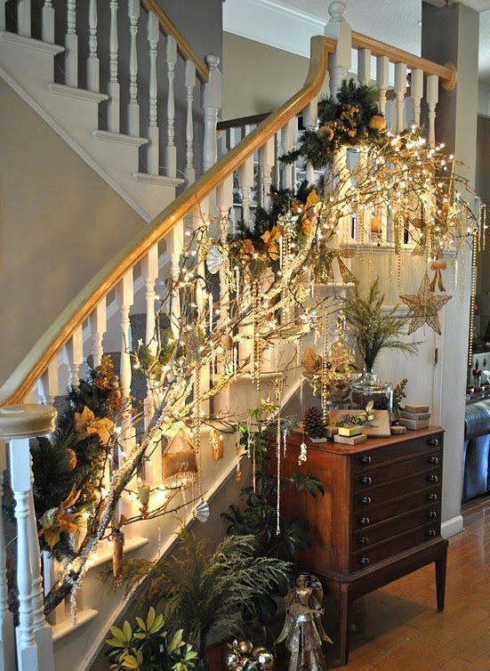 Christmas Decorations On Stairs