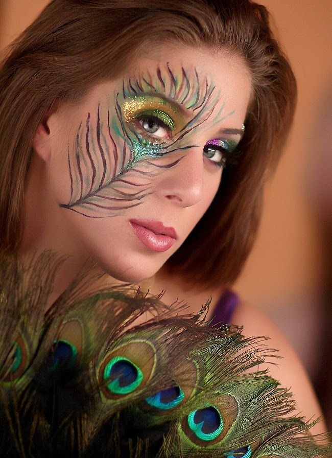 3 halloween peacock makeup face painting ideas