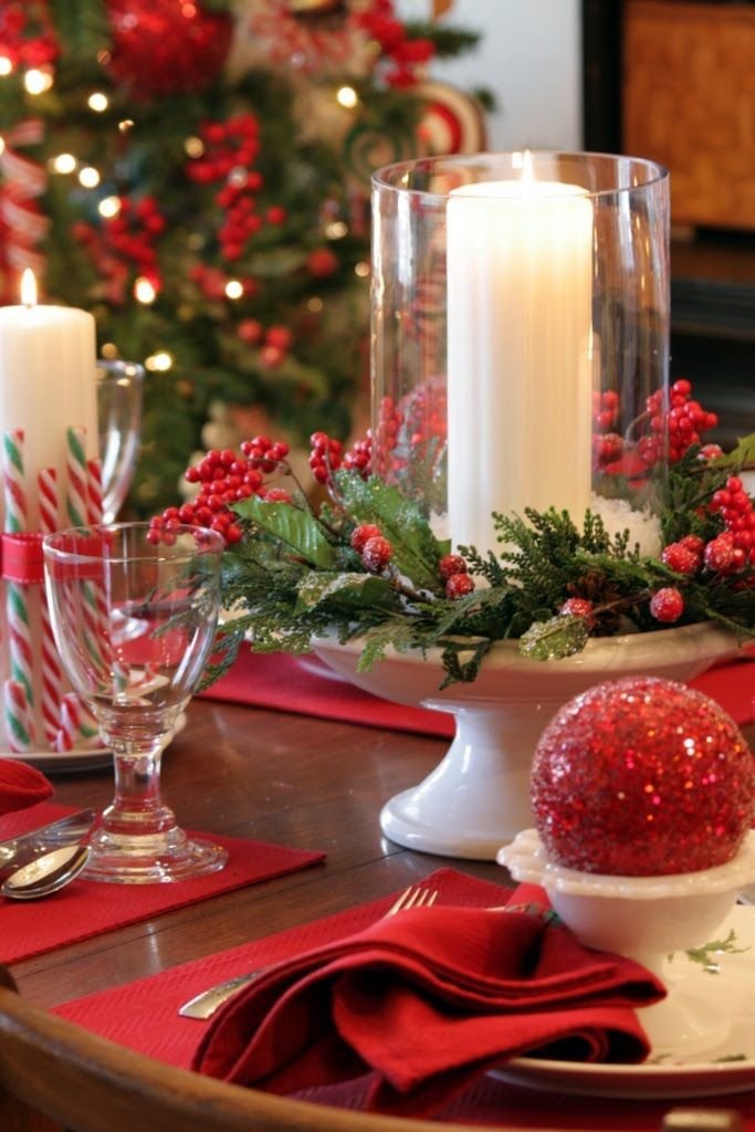 Red and Green Christmas Table Centerpiece